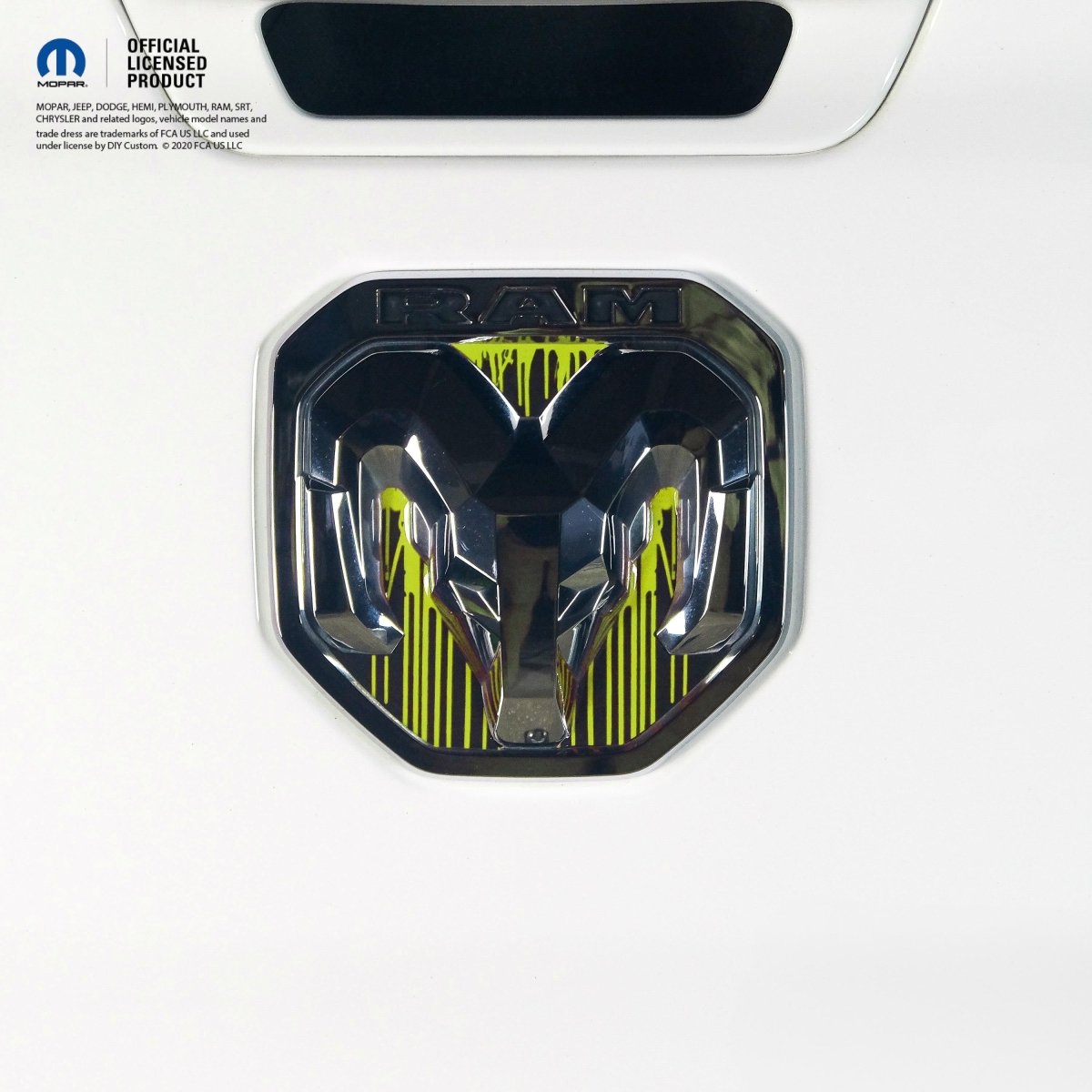 RAM Tailgate/Grill RAM Head Emblem Overlay Decals DRIPPING GREEN Fits 2011-2024 Trucks - Tiny Wrapz