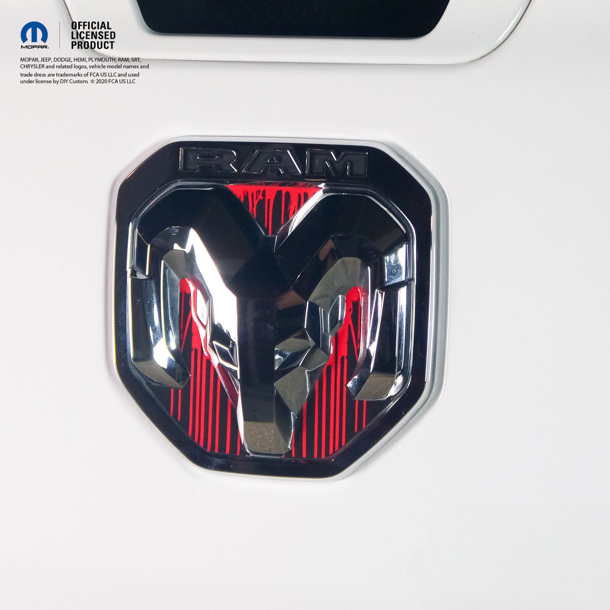 RAM 5th Generation Tailgate Ram's Head Dripping Red