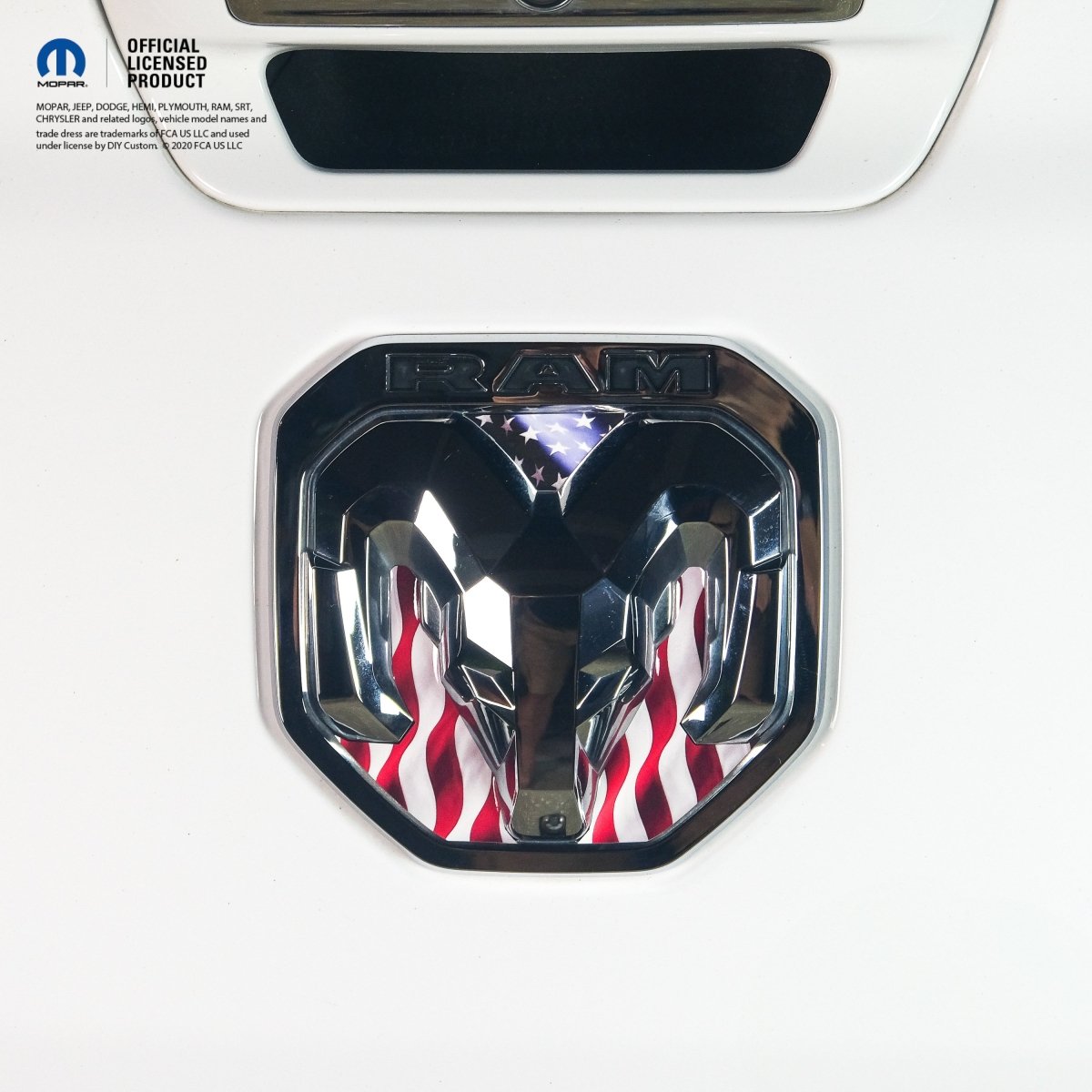 RAM Tailgate/Grill RAM Head Emblem Overlay Decals AMERICAN FLAG Fits 2011-2024 Trucks - Tiny Wrapz