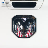 RAM Tailgate/Grill RAM Head Emblem Overlay Decals AMERICAN FLAG Fits 2011-2024 Trucks - Tiny Wrapz