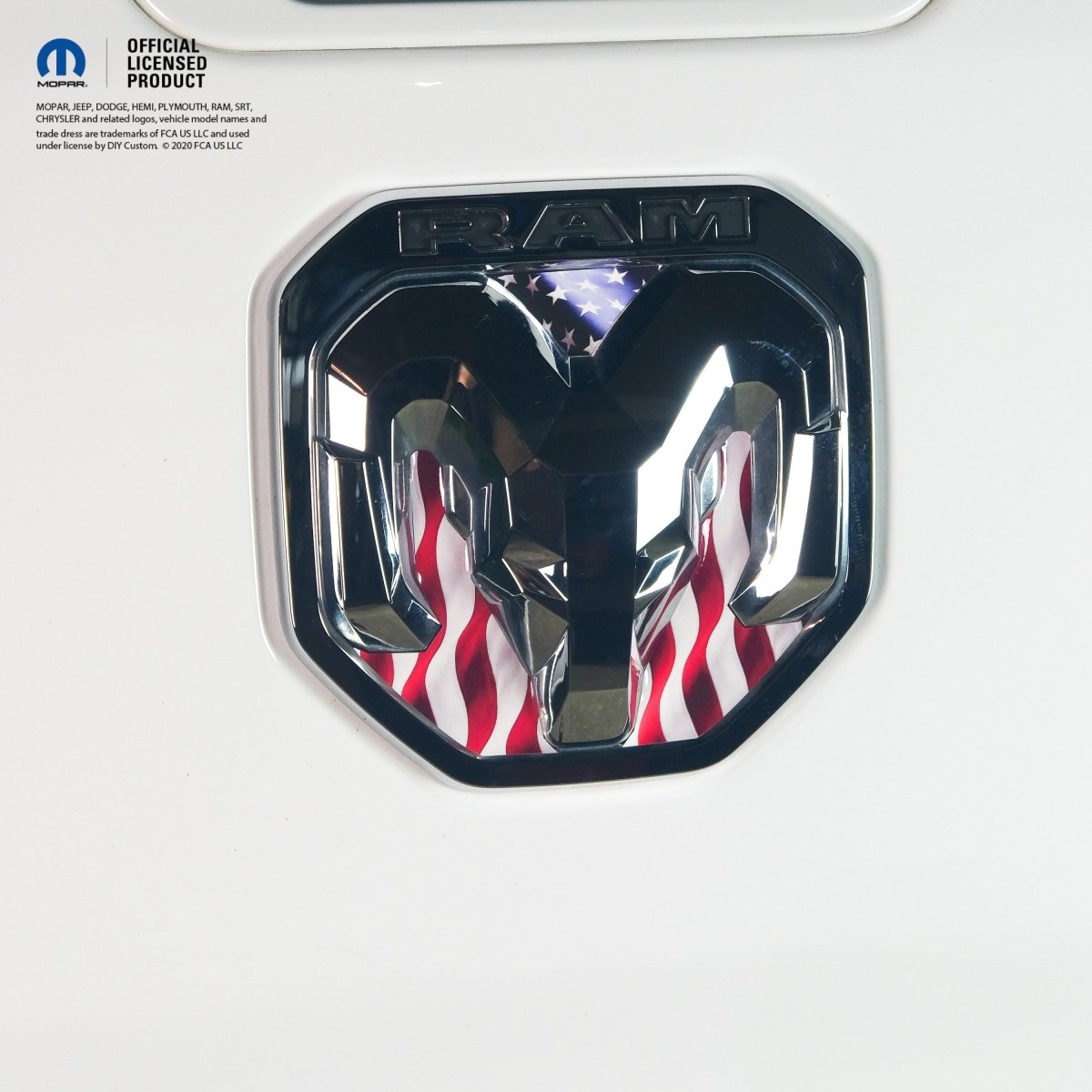 RAM Tailgate/Grill RAM Head Emblem Overlay Decals AMERICAN FLAG Fits 2011-2024 Trucks - Tiny Wrapz