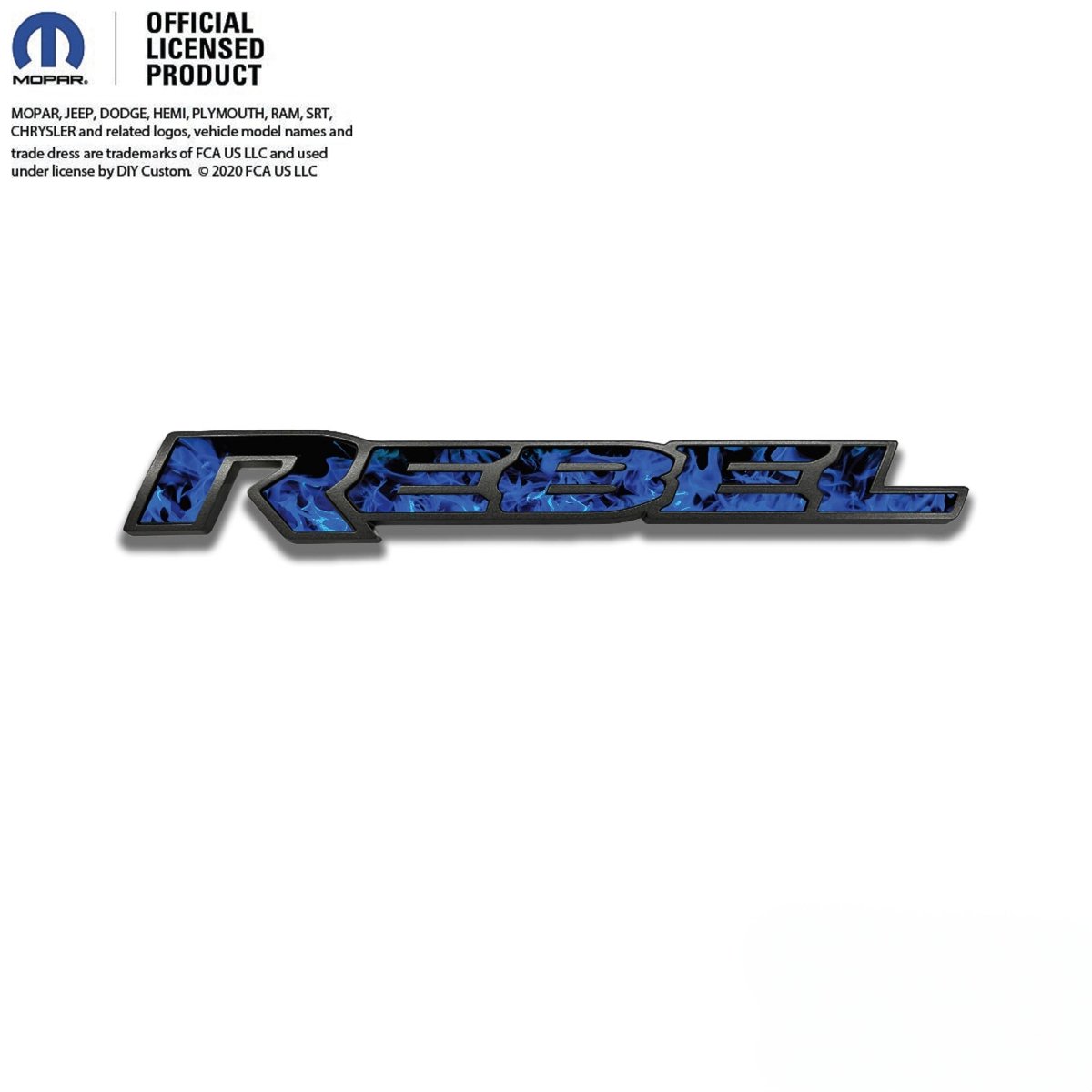 RAM Rebel Emblem Overlay Decals Blue Flames Fits 2019-2026 - Tiny Wrapz