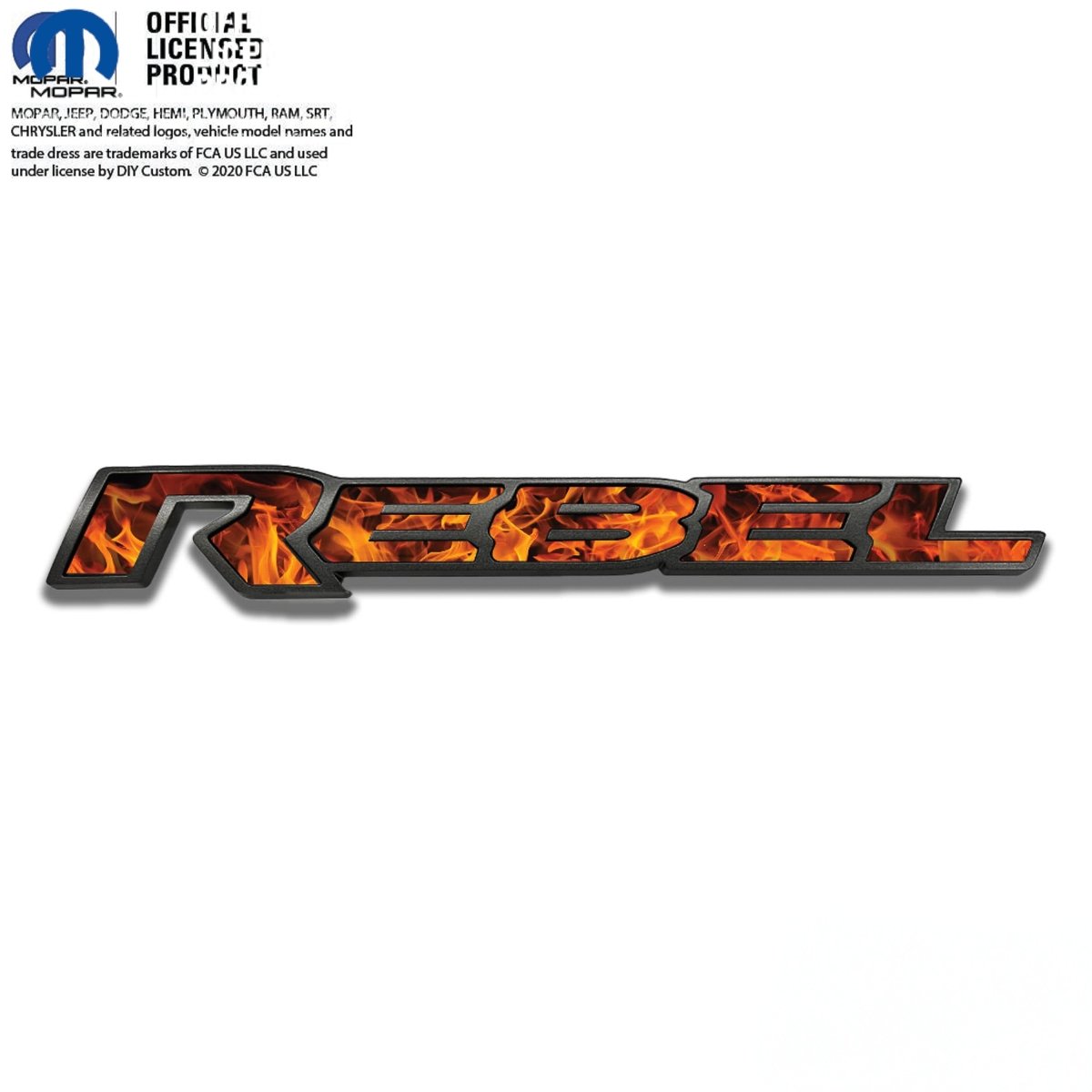 RAM Rebel Emblem Overlay Decals Real Fire Flames Fits 2019-2026 - Tiny Wrapz