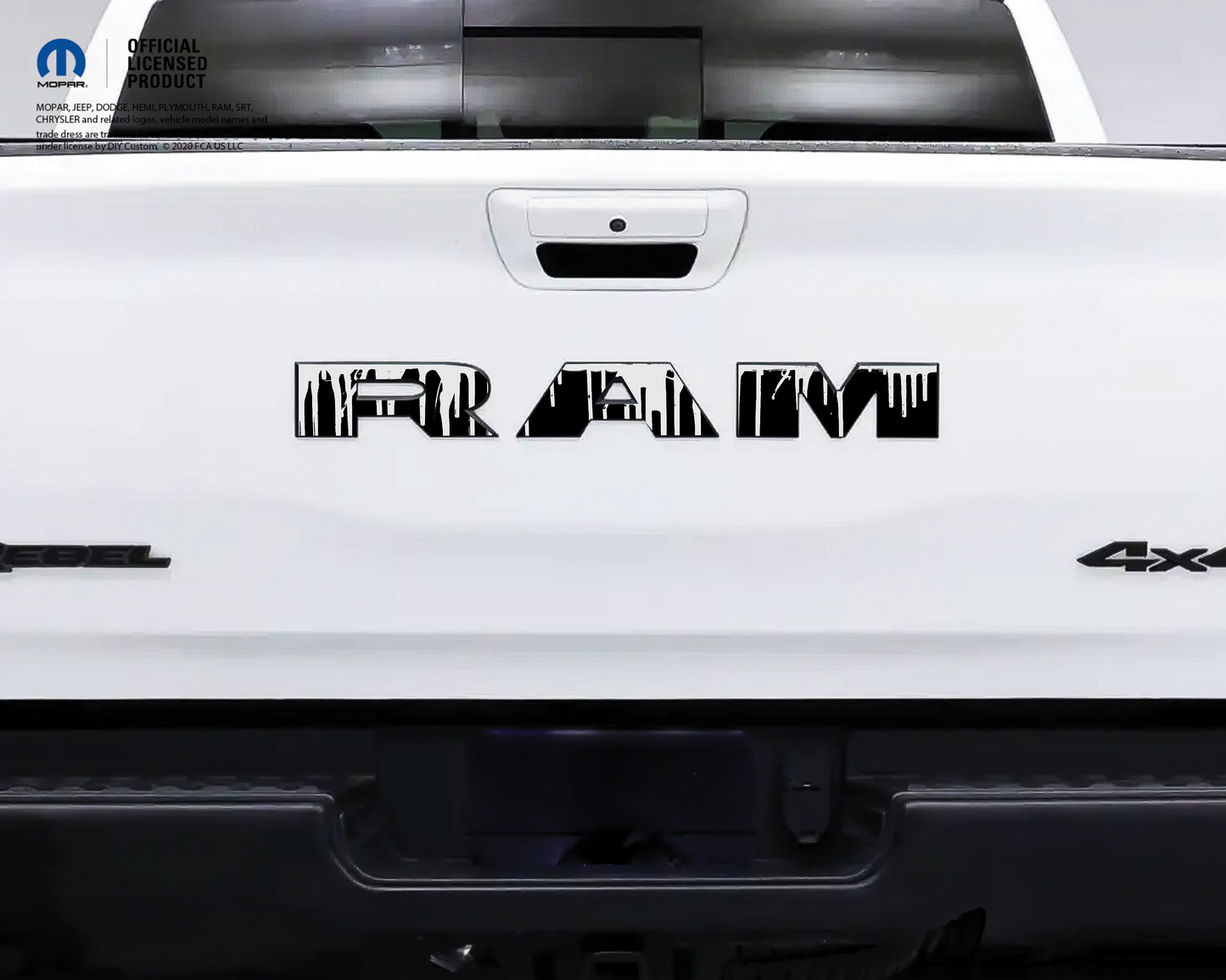1500 RAM Tailgate Emblem Overlay Decals White Dripping Fits 2009-2026 Trucks