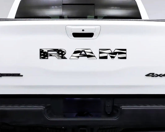 RAM Tailgate Letters GRAYSCALEAMERICAN Flag