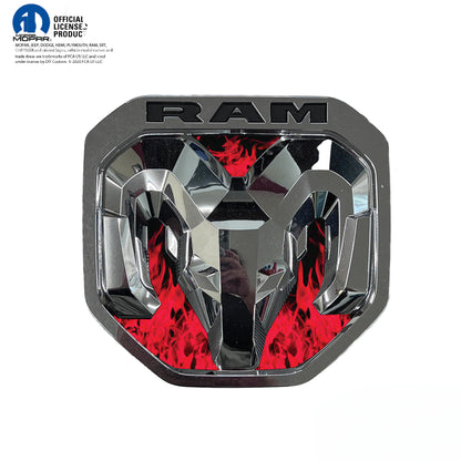 RAM Truck Tailgate RAMhead Red Flames