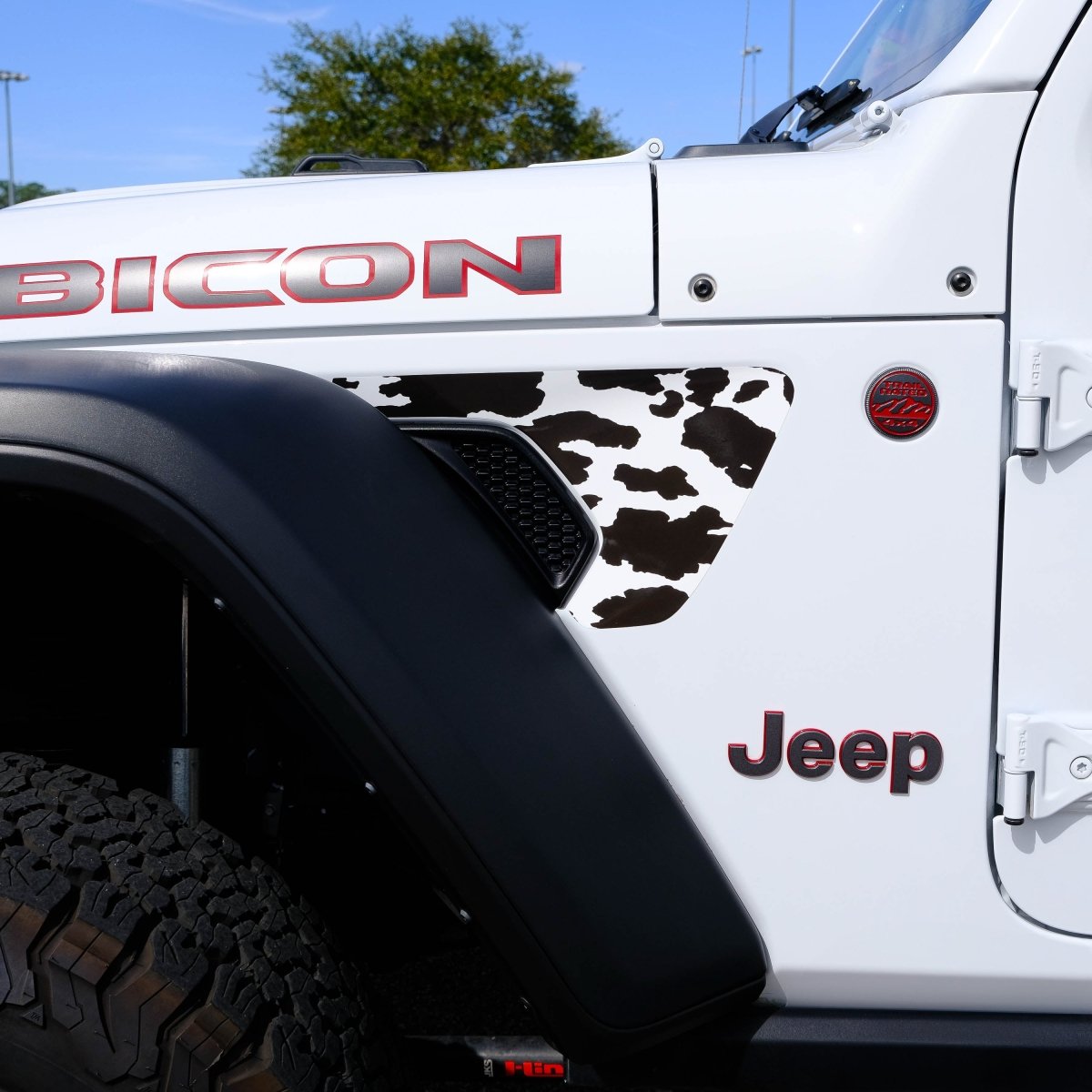 Jeep Fender Vent Decals Pair "Cow" Fits 2018-2026 Wrangler JL & Gladiator - Tiny Wrapz
