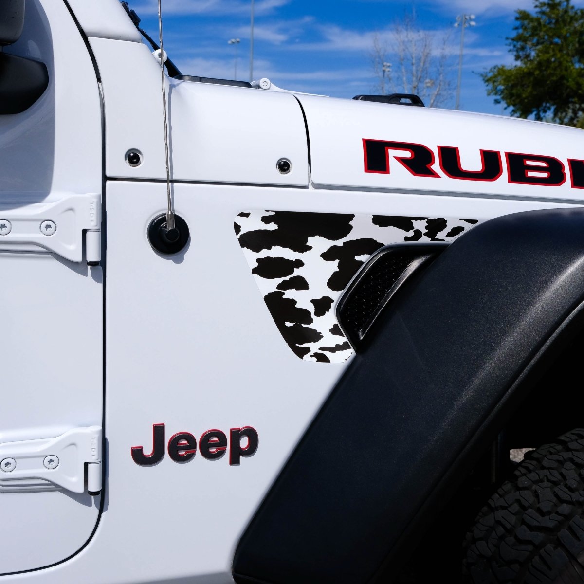 Jeep Fender Vent Decals Pair "Cow" Fits 2018-2026 Wrangler JL & Gladiator - Tiny Wrapz