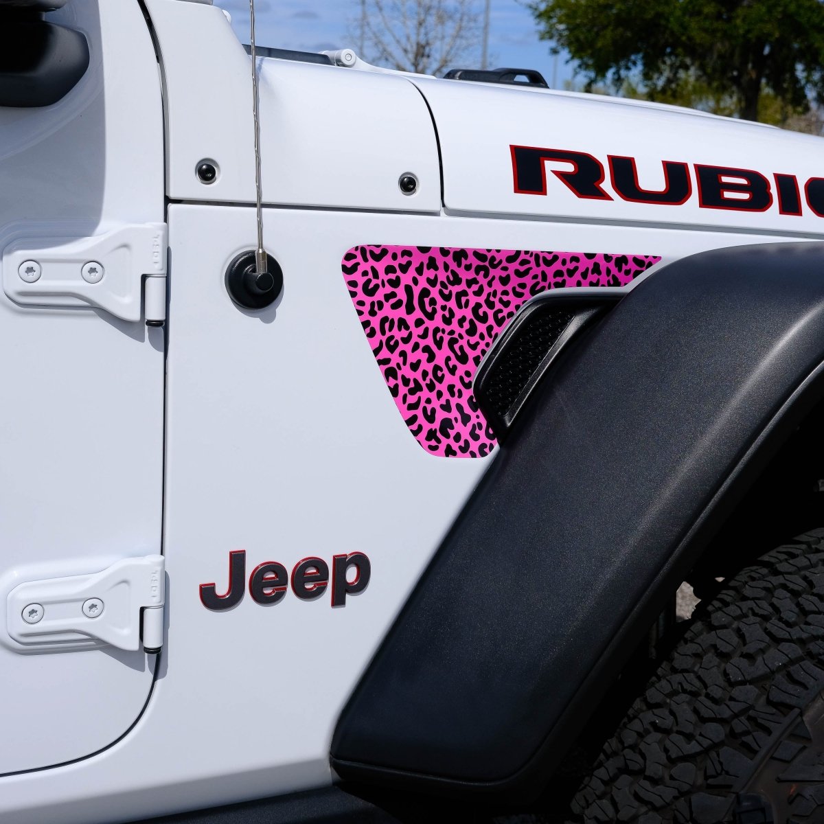 Jeep Fender Vent Decals Pair "Pink Leopard" Fits 2018-2026 Wrangler JL & Gladiator - Tiny Wrapz
