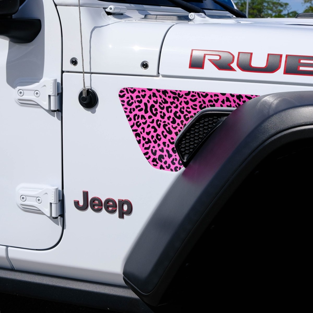 Jeep Fender Vent Decals Pair "Pink Leopard" Fits 2018-2026 Wrangler JL & Gladiator - Tiny Wrapz