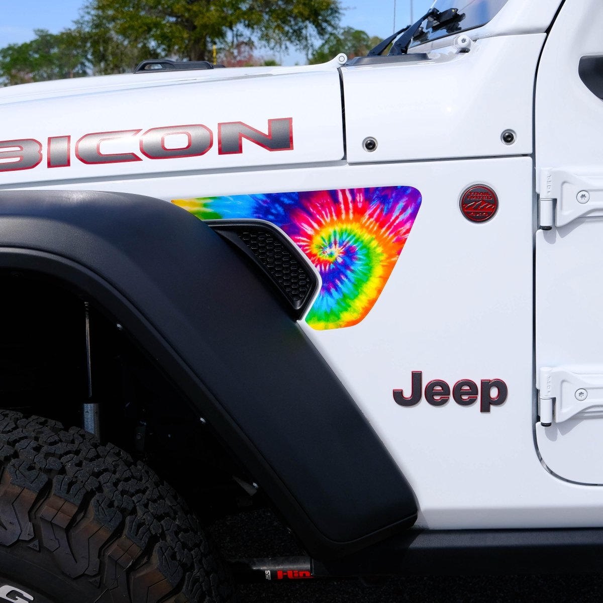 Jeep Fender Vent Decals Pair "Tie Dye" Fits 2018-2026 Wrangler JL & Gladiator - Tiny Wrapz