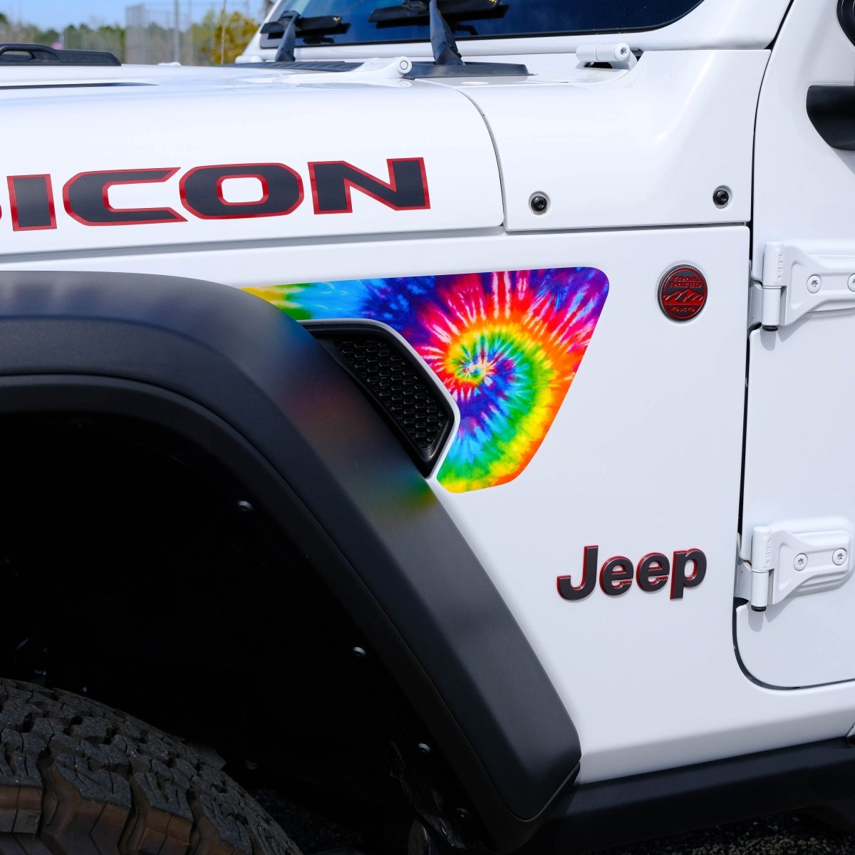 Jeep Fender Vent Decals Pair "Tie Dye" Fits 2018-2026 Wrangler JL & Gladiator - Tiny Wrapz