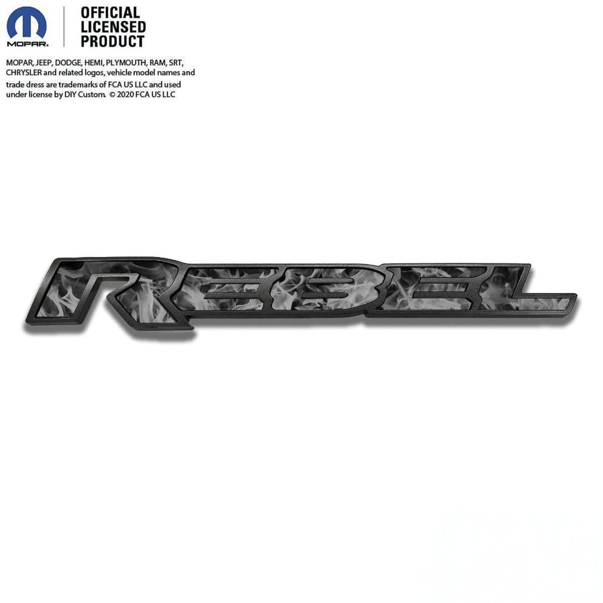 RAM Rebel Emblem Overlay Decals Grayscale Flames Fits 2015-2026 - Tiny Wrapz