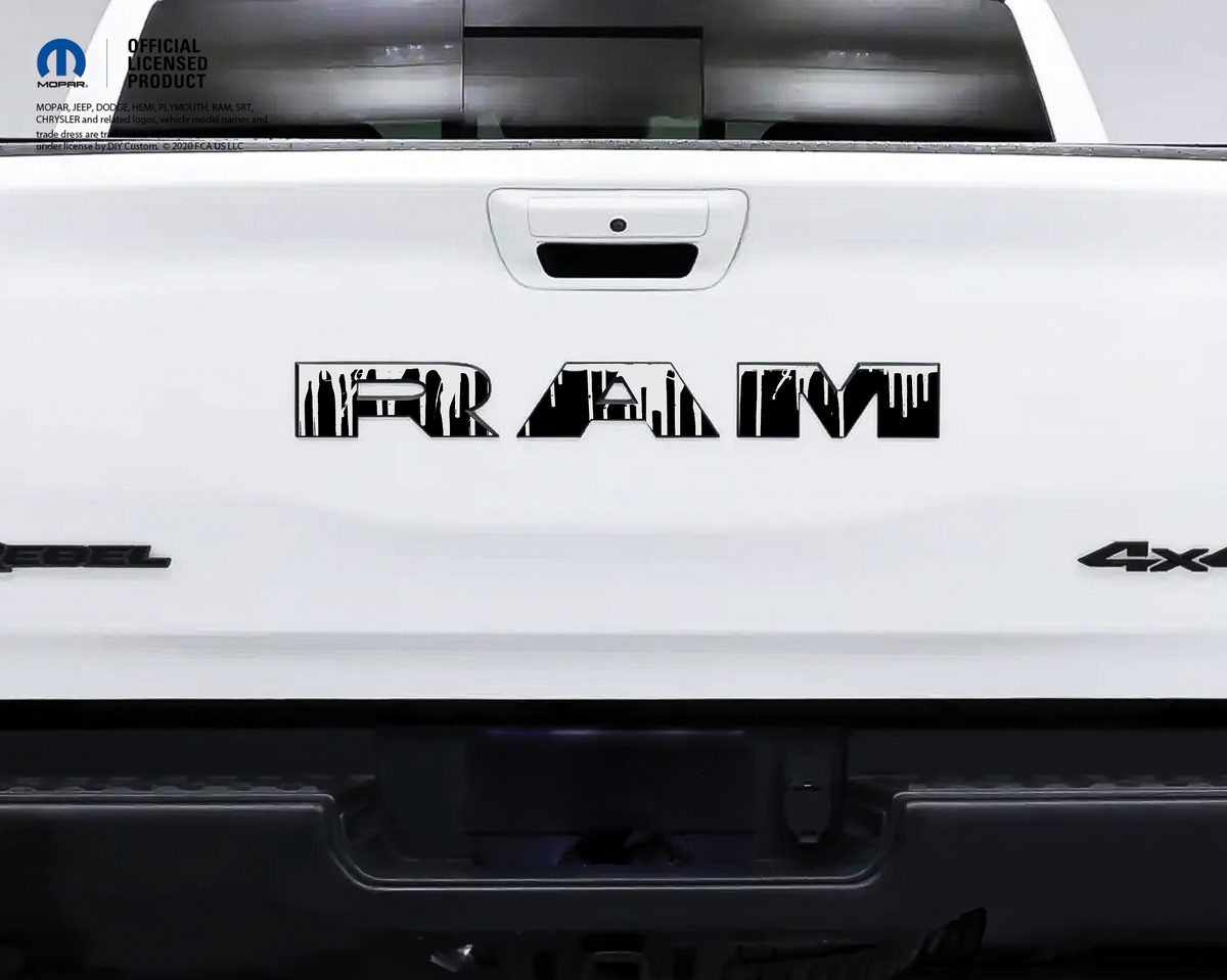 1500 RAM Tailgate Emblem Overlay Decals White Dripping Fits 2009-2026 Trucks