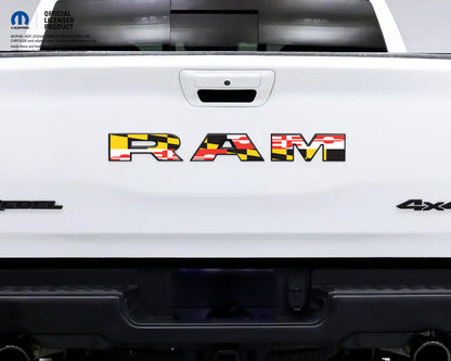 RAM Tailgate Letters Overlay Decals Maryland Flag Fits 2009-2025 Trucks