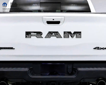 RAM Tailgate Letters Overlay Decals Grayscale Flames Fits 2009-2025 Trucks