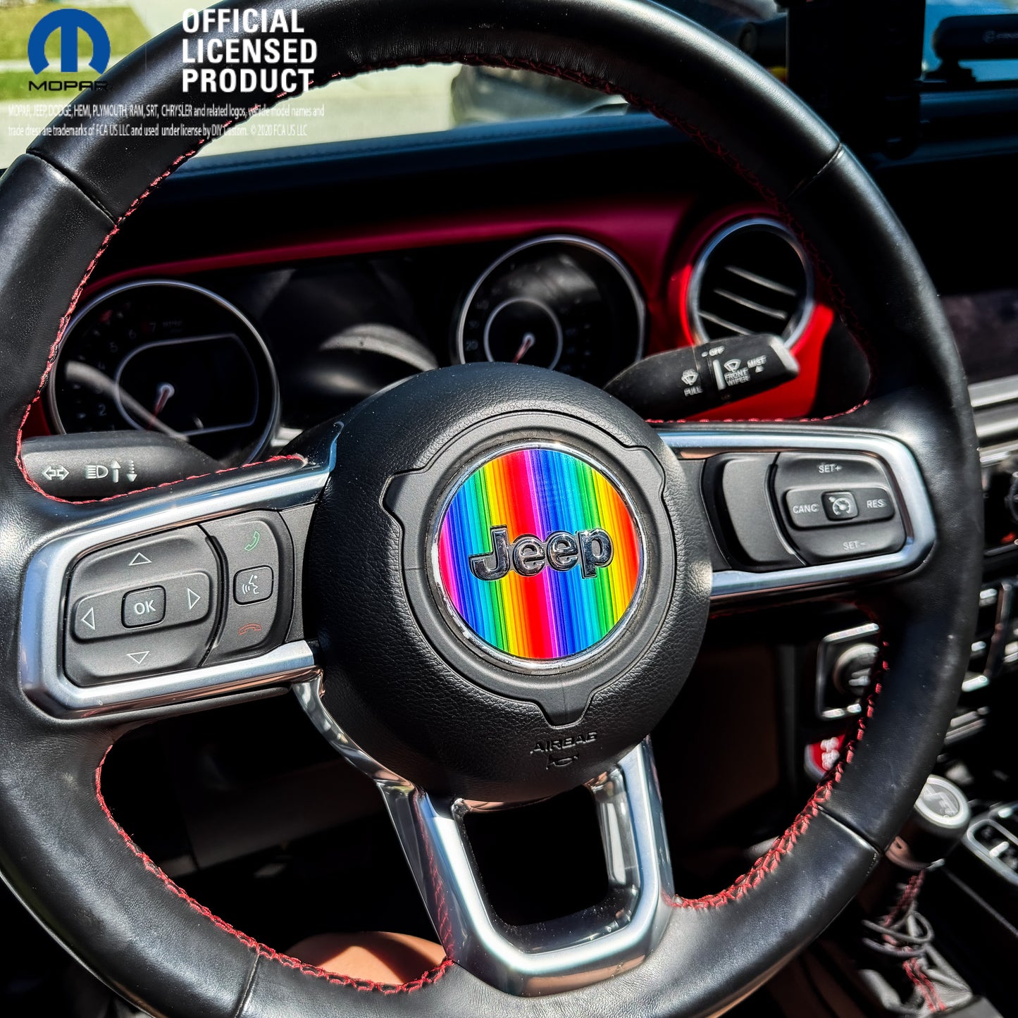 Jeep Wrangler JL Gladiator Steering Wheel Circle Rainbow Vinyl Decal Sticker