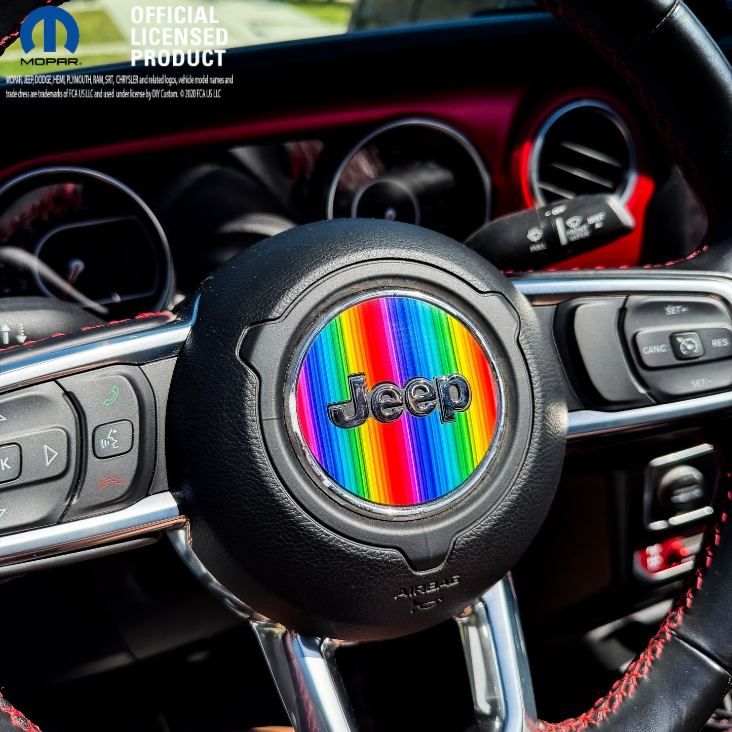 Jeep Wrangler JL Gladiator Steering Wheel Circle Rainbow Vinyl Decal Sticker
