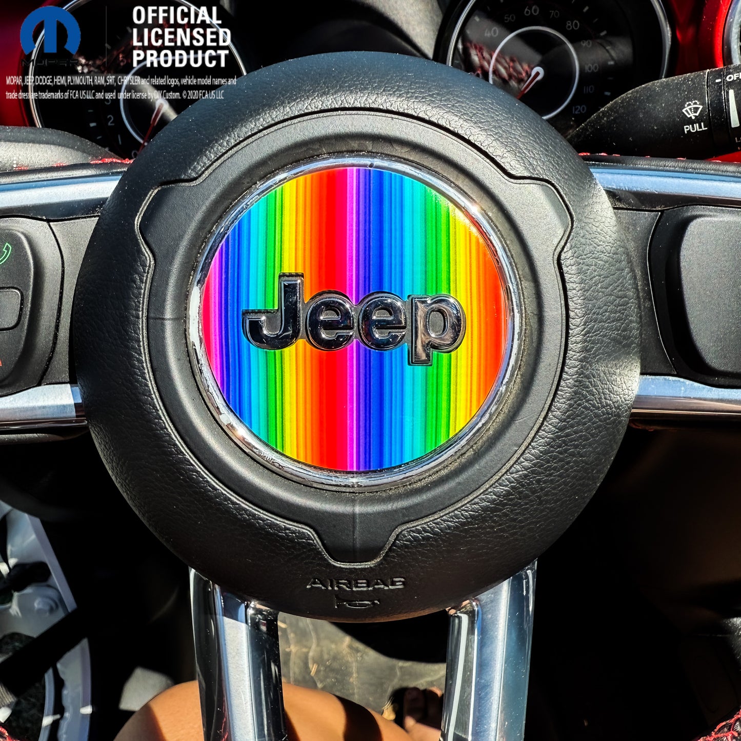 Jeep Wrangler JL Gladiator Steering Wheel Circle Rainbow Vinyl Decal Sticker