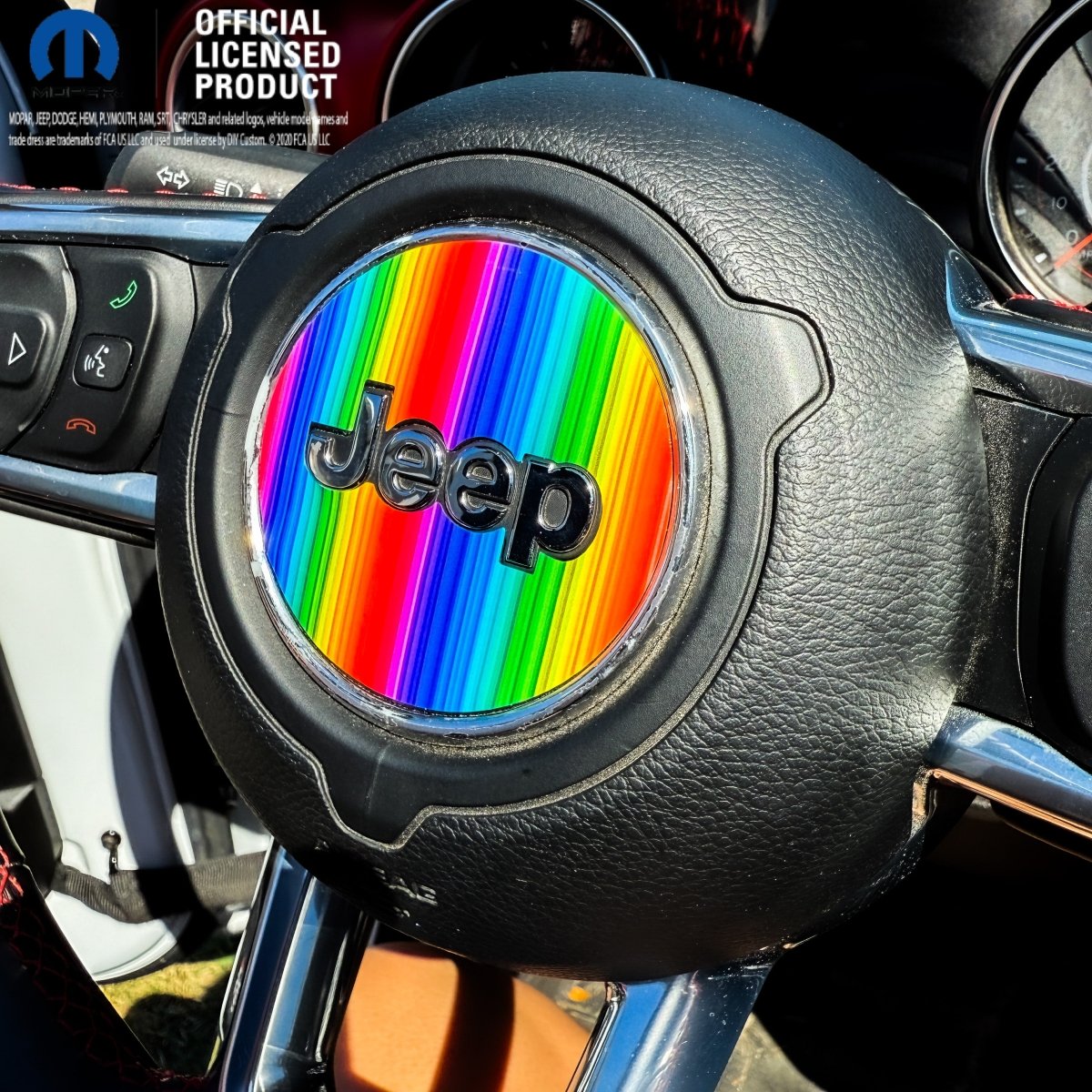 Jeep Wrangler JK Steering Wheel Circle Rainbow Vinyl Decal Sticker 2007-2017 - Tiny Wrapz