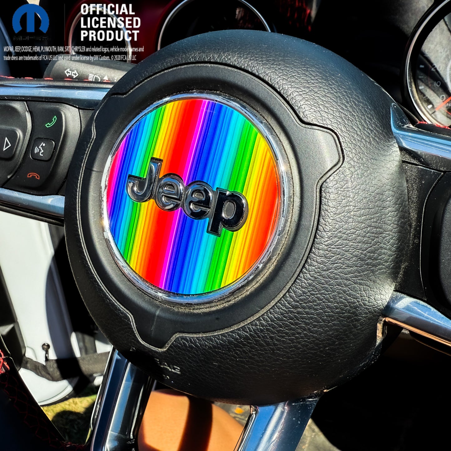 Jeep Wrangler JL Gladiator Steering Wheel Circle Rainbow Vinyl Decal Sticker