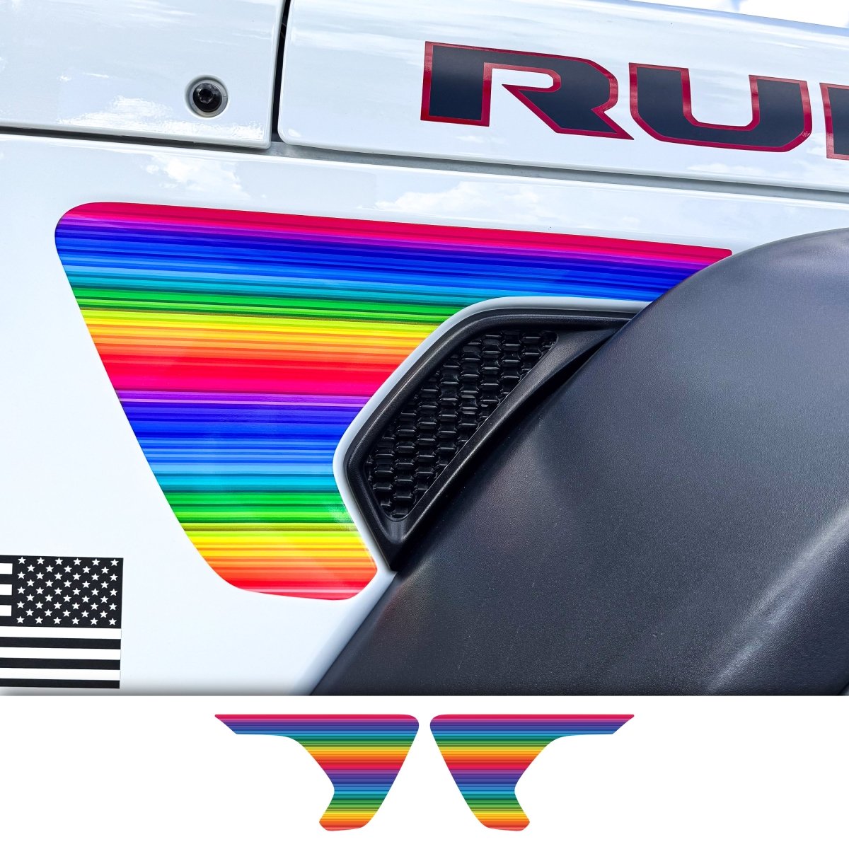 Jeep Fender Vent Decals Pair "Rainbow" Fits 2018-2026 Wrangler JL & Gladiator - Tiny Wrapz