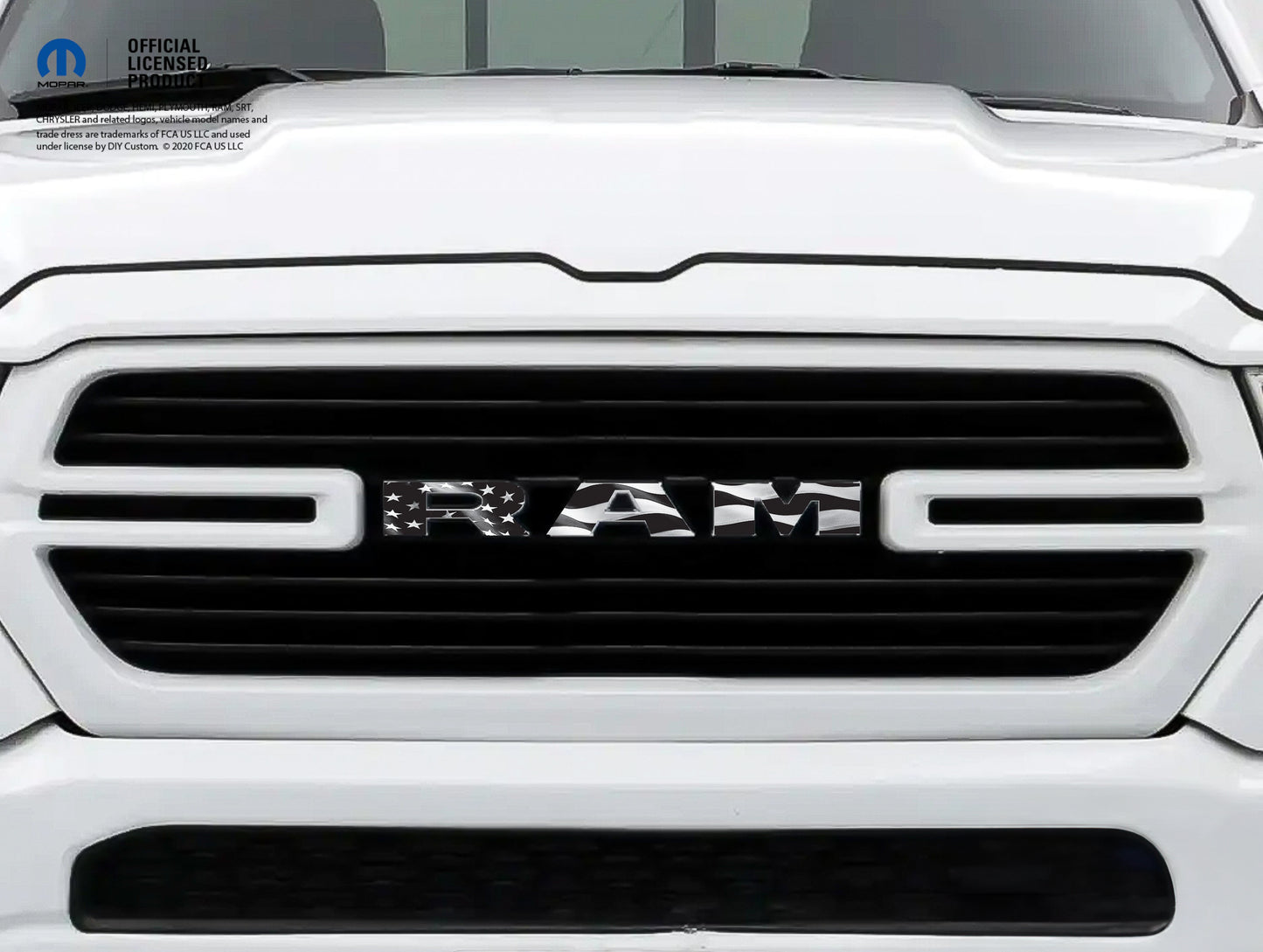 Ram Grill Letters GRAY SCALE AMERICAN FLAG