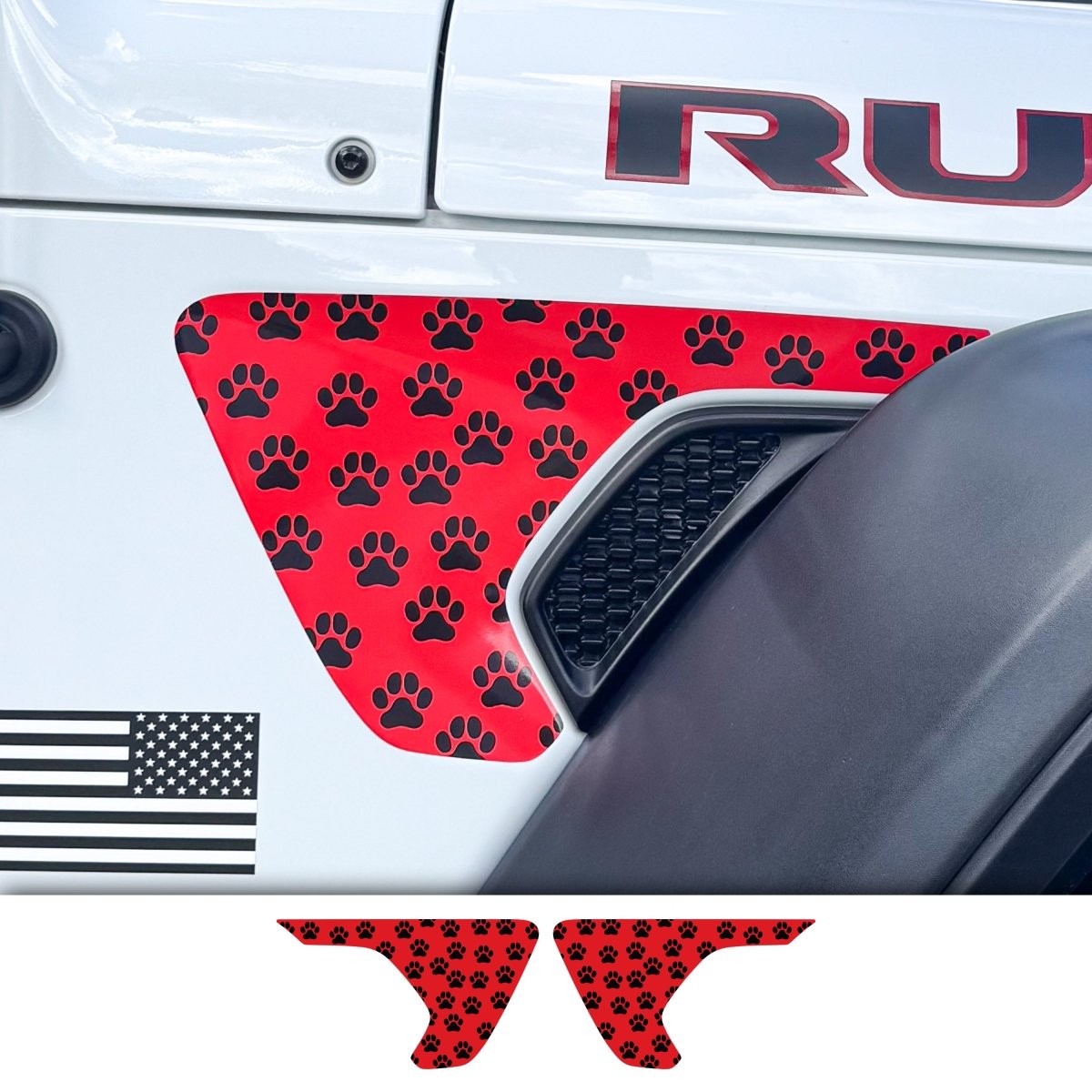 Jeep Fender Vent Decals Pair "Dog Paws" Fits 2018-2026 Wrangler JL & Gladiator - Tiny Wrapz