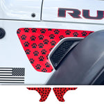 Jeep Fender Vent Decals Pair "Dog Paws" Fits 2018-2026 Wrangler JL & Gladiator - Tiny Wrapz