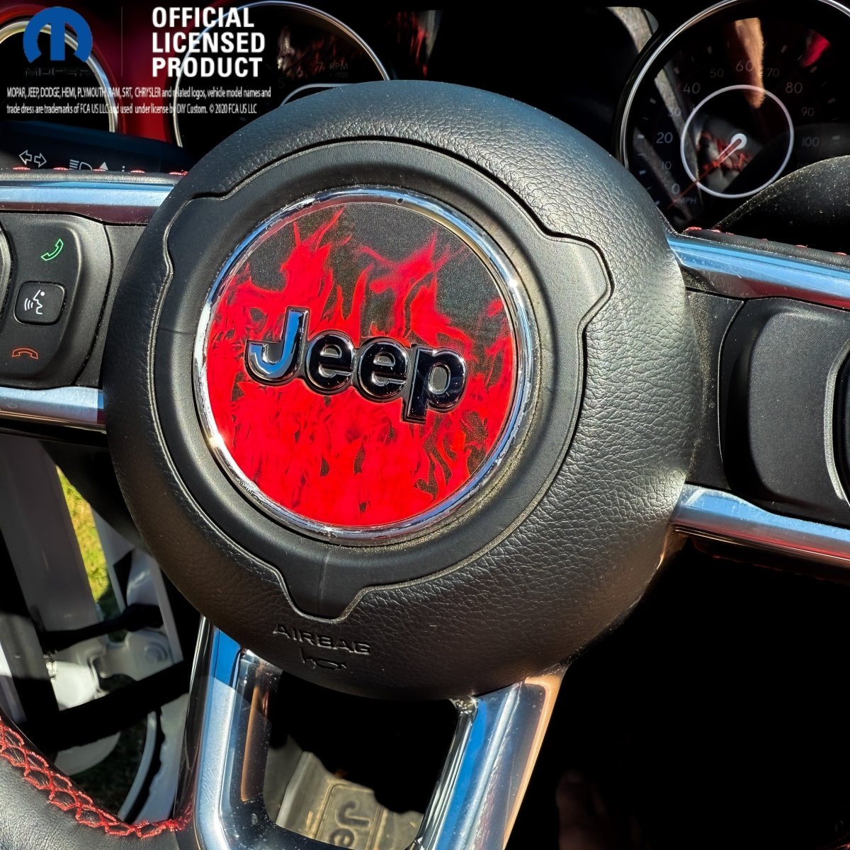 Jeep Wrangler JK Steering Wheel Circle Red Flames Vinyl Decal Sticker 2007-2017 - Tiny Wrapz