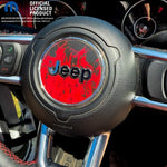 Jeep Wrangler JK Steering Wheel Circle Red Flames Vinyl Decal Sticker 2007-2017 - Tiny Wrapz