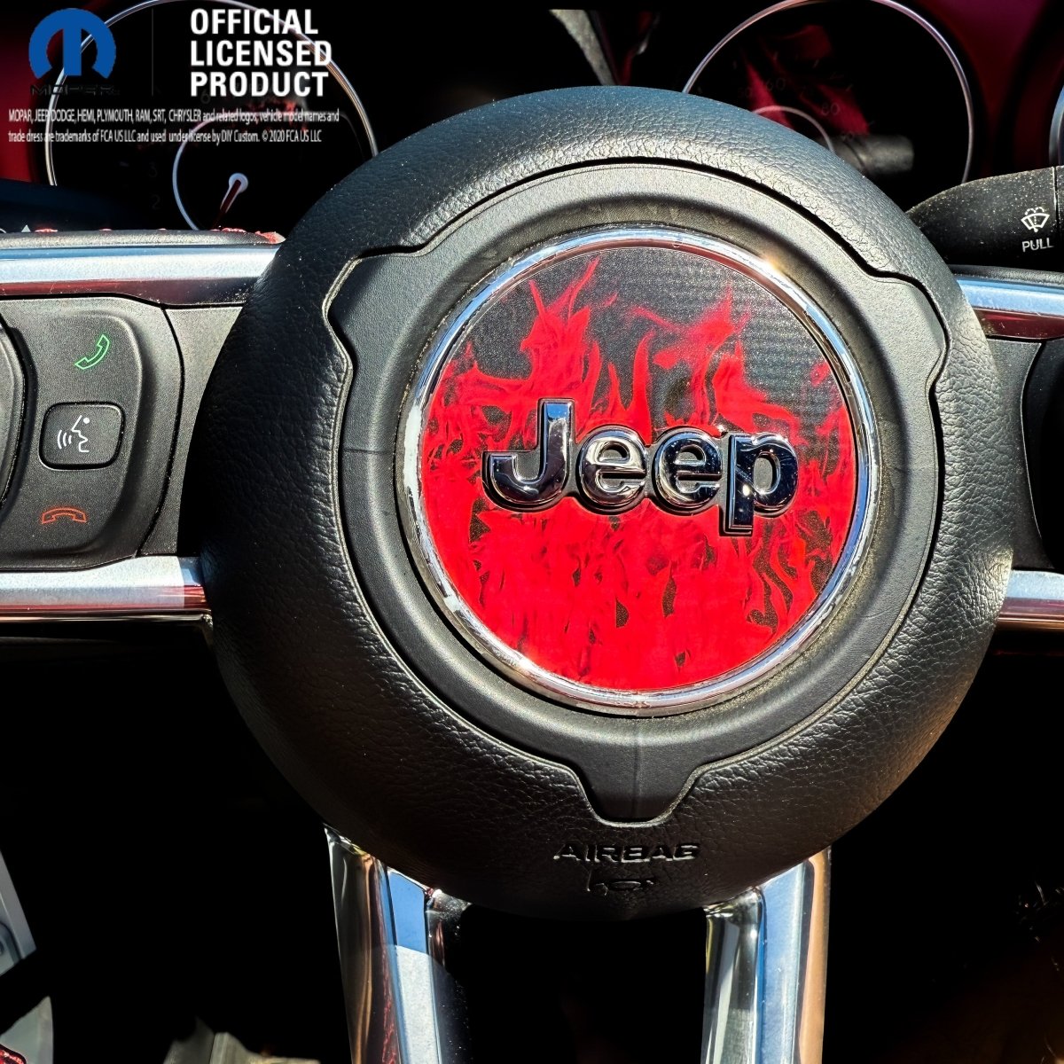 Jeep Wrangler JK Steering Wheel Circle Red Flames Vinyl Decal Sticker 2007-2017 - Tiny Wrapz