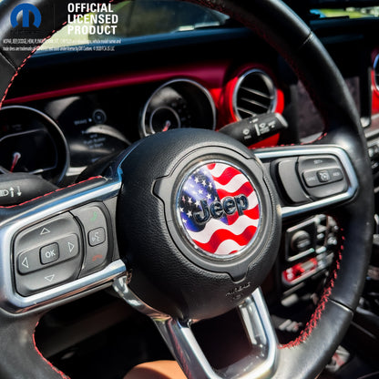 Jeep Wrangler JL Gladiator Steering Wheel Circle Waving American Flag Vinyl Decal Sticker