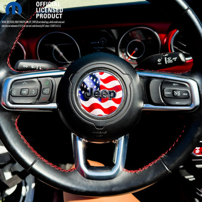 Jeep Wrangler JL Gladiator Steering Wheel Circle Waving American Flag Vinyl Decal Sticker