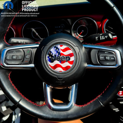 Jeep Wrangler JL Gladiator Steering Wheel Circle Waving American Flag Vinyl Decal Sticker