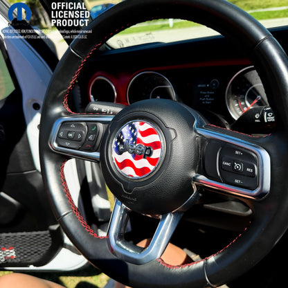 Jeep Wrangler JL Gladiator Steering Wheel Circle Waving American Flag Vinyl Decal Sticker