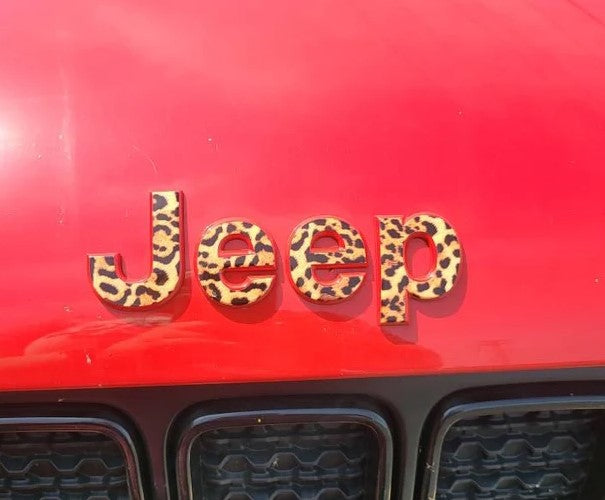 Jeep Emblem Overlay Decals - Leopard Print