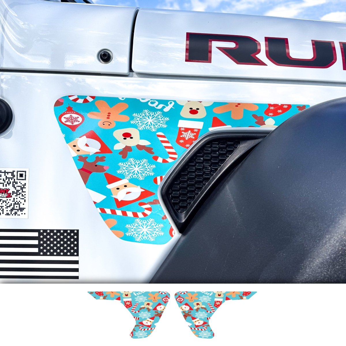 Jeep Fender Vent Decals Pair "Christmas Wrapping" Fits 2018-2026 Wrangler JL & Gladiator - Tiny Wrapz