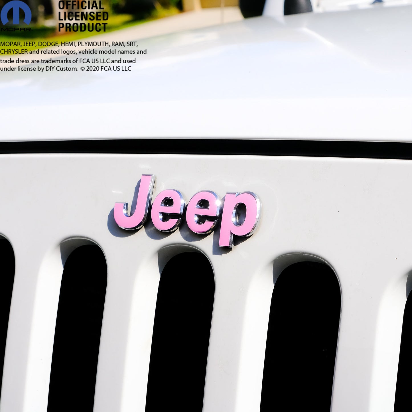 Jeep Wrangler JK Grill Emblem Overlay Decals Satin Soft Pink Fits 2007-2018