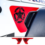 Jeep Fender Vent Decals Pair "Black on Red Distressed Star" Fits 2018-2026 Wrangler JL & Gladiator - Tiny Wrapz