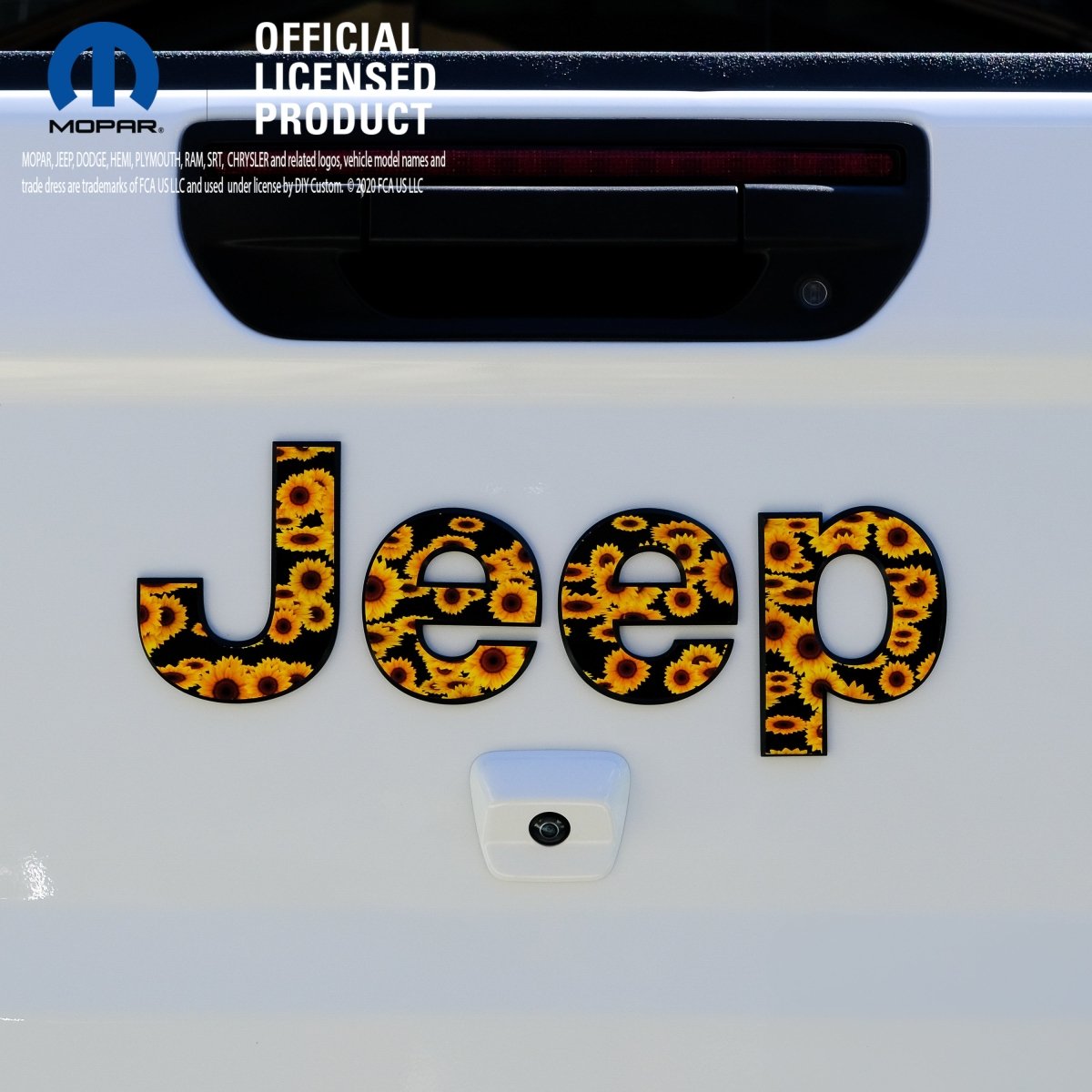Jeep Emblem Overlay Decals - Sunflowers on Black - Tiny Wrapz