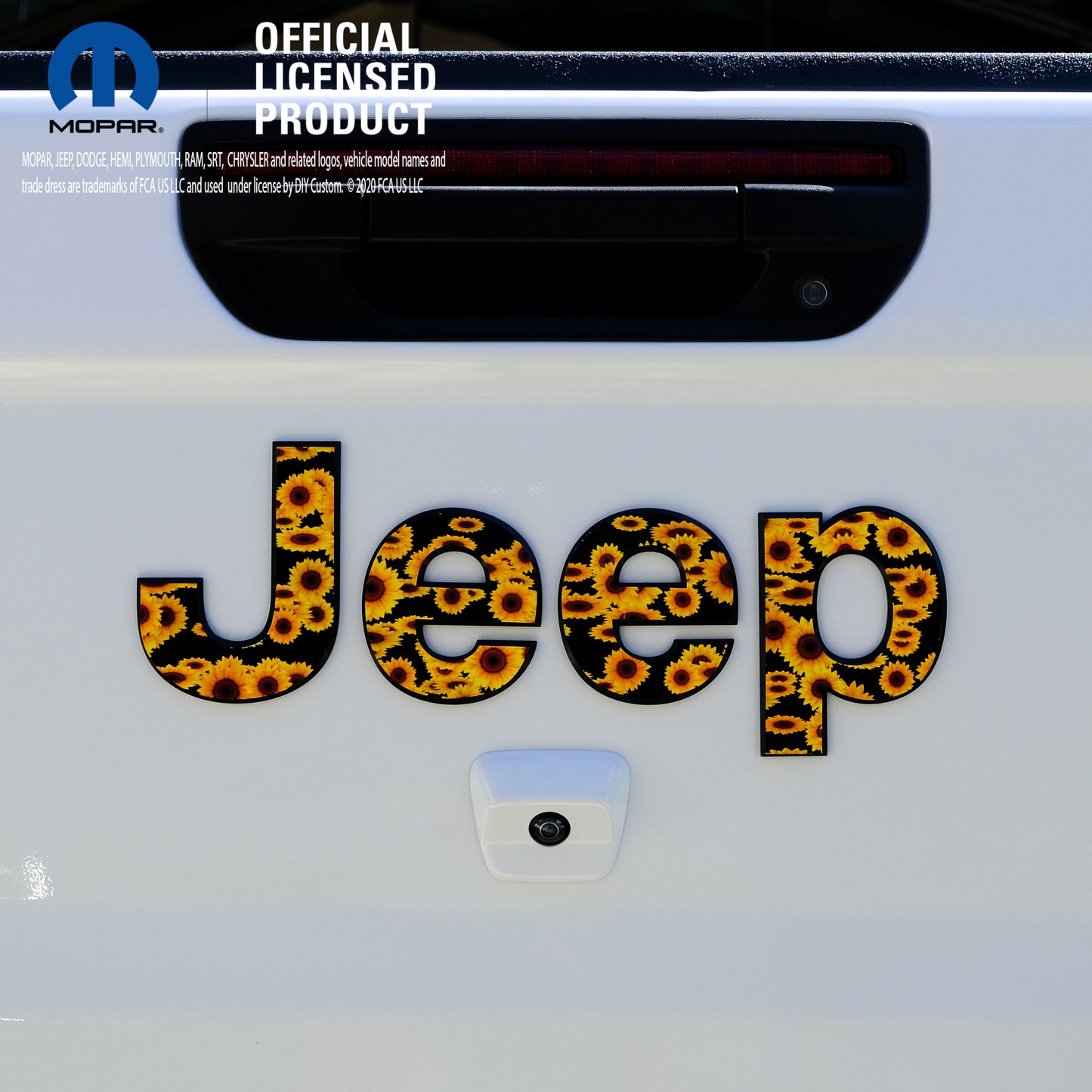 Jeep Emblem Overlay Decals - Sunflowers on Black