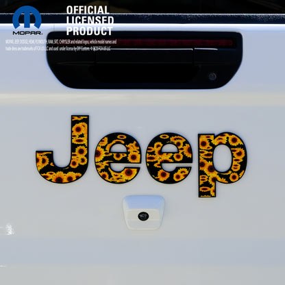 Jeep Emblem Overlay Decals - Sunflowers on Black