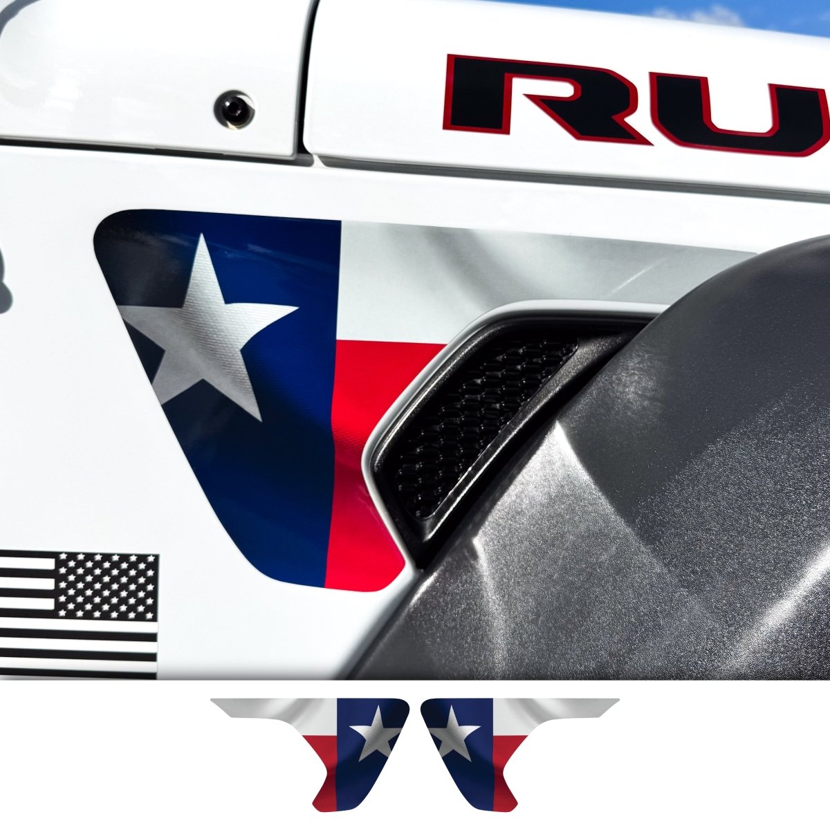 Jeep Fender Vent Decals Pair "Texas Flag" Fits 2018-2026 Wrangler JL & Gladiator - Tiny Wrapz