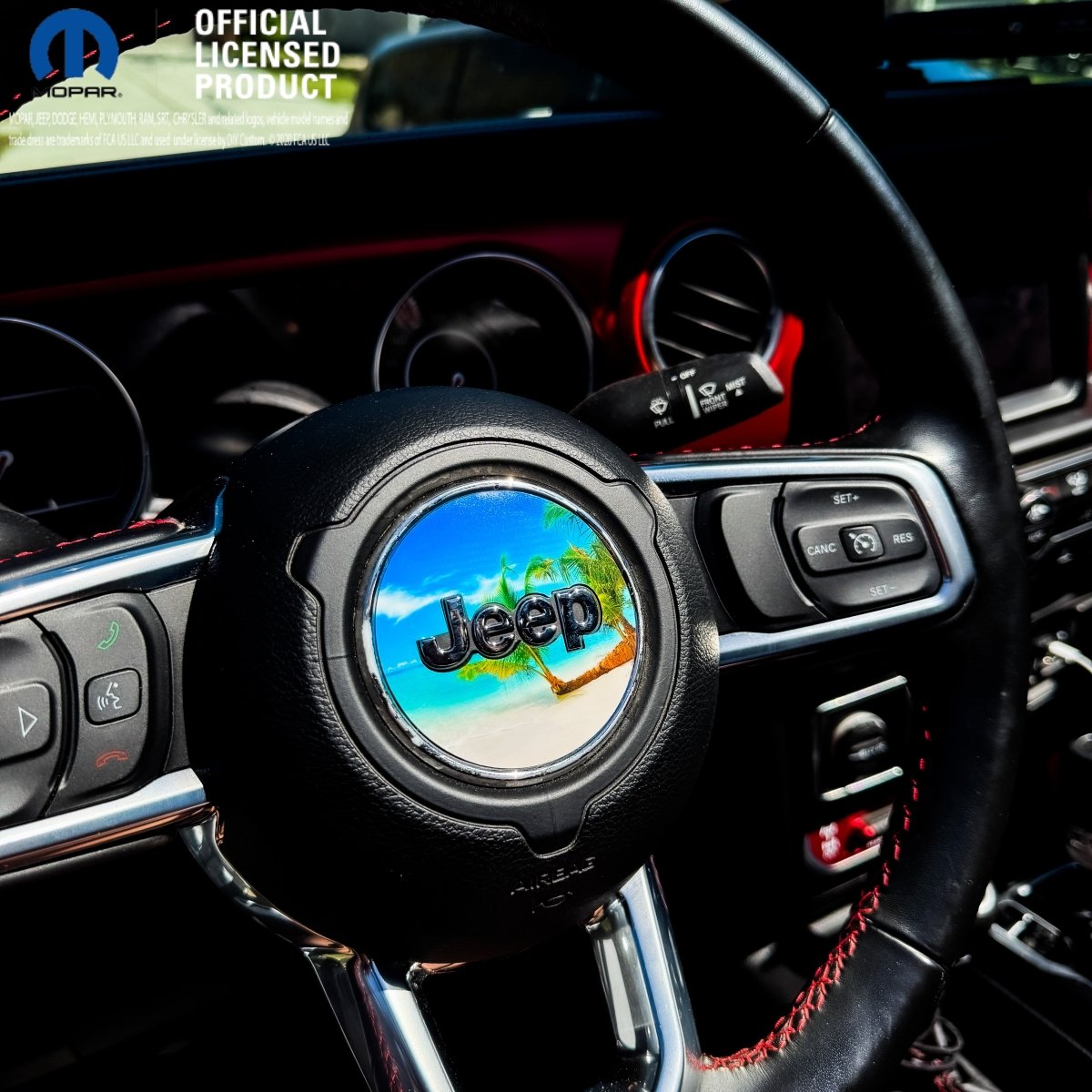 Jeep Wrangler JK Steering Wheel Circle The Beach Vinyl Decal Sticker 2007-2017 - Tiny Wrapz
