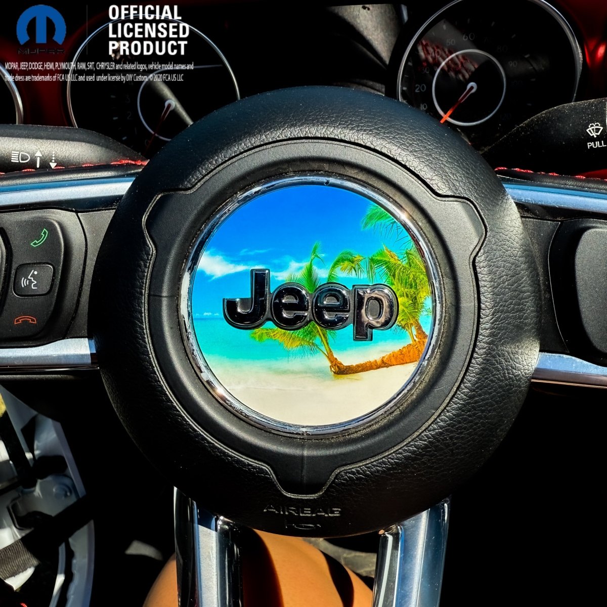Jeep Wrangler JK Steering Wheel Circle The Beach Vinyl Decal Sticker 2007-2017 - Tiny Wrapz