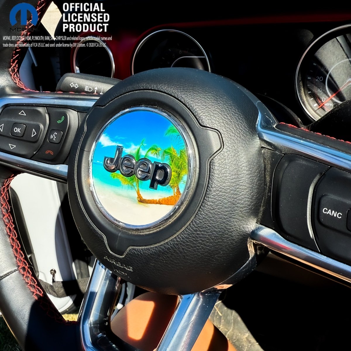Jeep Wrangler JK Steering Wheel Circle The Beach Vinyl Decal Sticker 2007-2017 - Tiny Wrapz