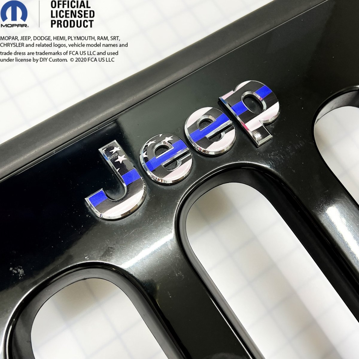 Jeep Emblem Overlay Decals - Thin Blue Line American Flag - Tiny Wrapz