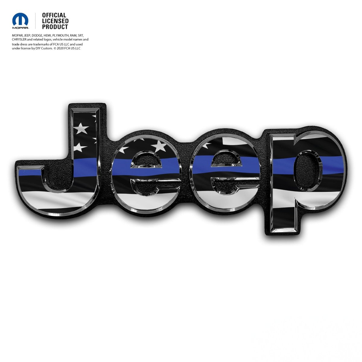 Jeep Emblem Overlay Decals - Thin Blue Line American Flag - Tiny Wrapz