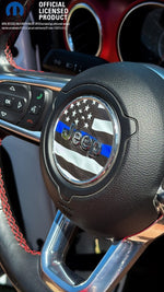 Jeep Wrangler JK Steering Wheel Circle Thin Blue Line American Flag Vinyl Decal Sticker 2007-2017 - Tiny Wrapz